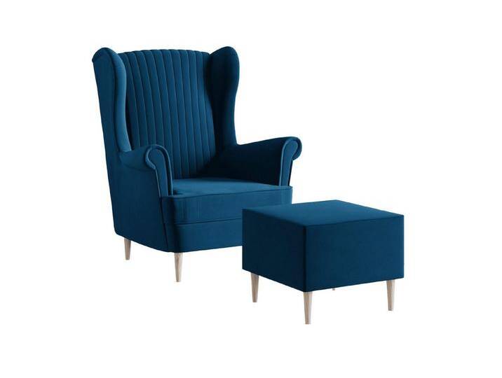 MOEBLO Ohrensessel COMFY Sessel (Polstersessel aus Samtstoff Wohnzimmersessel mit/ohne Hocker Ohrenbacksessel), blau von OTTO