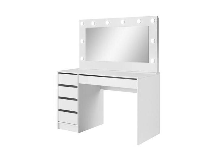 MOEBLO Schminktisch AGA (mit/ohne Spiegel + Led, Frisiertisch, Schminktisch, Kosmetiktisch, Spiegel), (BxHxT):120x75x55 cm, weiß, mit Spiegel von OTTO