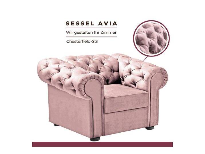 MOEBLO Sessel AVIA (Stuhl, Sitzmöbel, Polstersessel,Relaxsessel (BxHxT):112x82x92 cm), rosa, Rosa (kronos 27) von OTTO