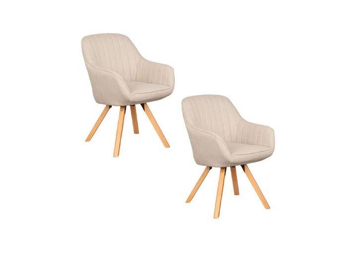 MR.DEKO Esszimmersessel Matera beige drehbar, gepolstert, vertikale Nähte, Stuhlbeine aus Holz, beige, 2 Stk. MR.DEKO Esszimmersessel Matera beige drehbar, gepolstert, vertikale Nähte, Stuhlbeine aus Holz, beige, 2 Stk. von OTTO