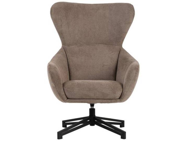 MR.DEKO Esszimmersessel Ohrensessel Marconia beige drehbar, gepolstert, vertikale Nähte, Stuhlbeine aus Holz, braun, braun von OTTO