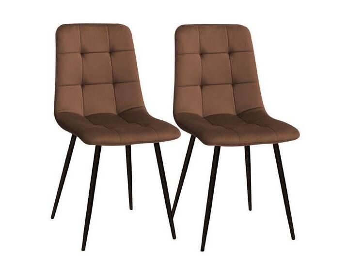 MULISOFT Esszimmerstuhl 2er Set Küchenstuhl Polsterstuhl Wohnzimmerstuhl (2 St), Sessel mit Rückenlehne, Sitzfläche aus Samt, Metallbeine, braun von OTTO