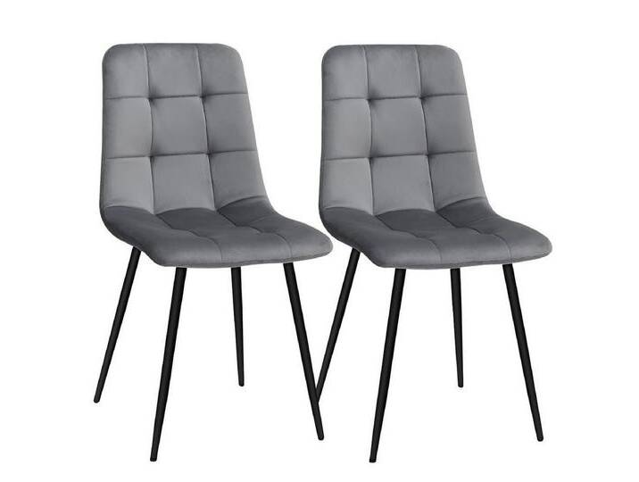 MULISOFT Esszimmerstuhl 2er Set Küchenstuhl Polsterstuhl Wohnzimmerstuhl (2 St), Sessel mit Rückenlehne, Sitzfläche aus Samt, Metallbeine, grau von OTTO