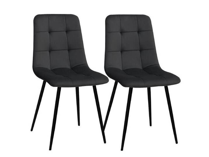 MULISOFT Esszimmerstuhl 2er Set Küchenstuhl Polsterstuhl Wohnzimmerstuhl (2 St), Sessel mit Rückenlehne, Sitzfläche aus Samt, Metallbeine, schwarz von OTTO