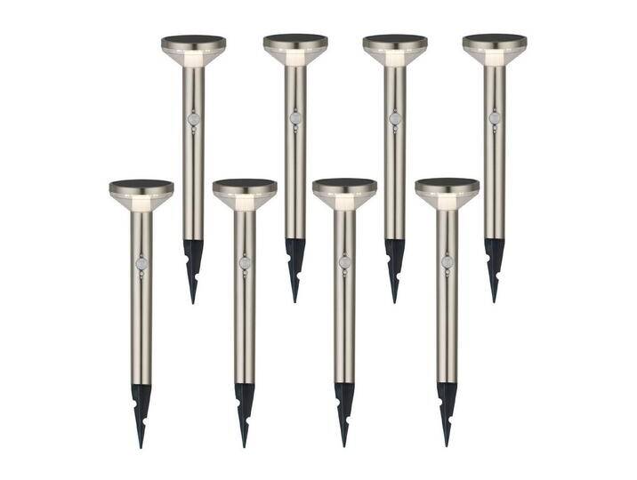 Maclean LED Solarleuchte MCE465 LED-Leuchte mit Sensor 3 Modi, Neutralweiß, Solar Gartenleuchte mit Erdspieß, silberfarben, 8 St., Silbern von OTTO