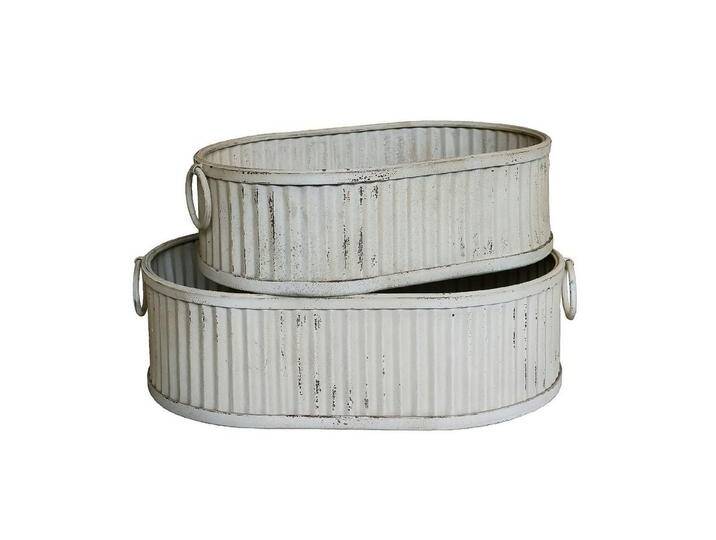 Macosa Home Pflanzschale Dekotablett 2er Set Altweiß 63 cm 55 cm Eisen Tablett Metall (2 St. Macosa Home Pflanzschale Dekotablett 2er Set Altweiß 63 cm 55 cm Eisen Tablett Metall (2 St. von OTTO