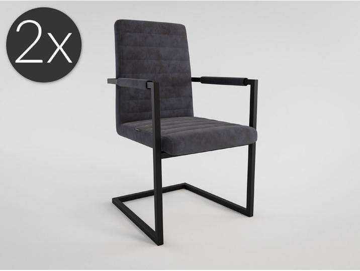 Magnolia Home Esszimmerstuhl 2er Set Esszimmerstuhl Design Küchenstuhl Tom Kunstleder dunkelgrau Me, Dunkelgrau von OTTO