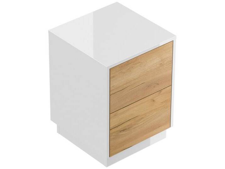 Magnolia Home Nachttisch Design Nachttisch Concepto S 40cm stehend, 2 Pushauszüge Weiß Hgl Eich, Weiss hochglanz / Oak Gold von OTTO
