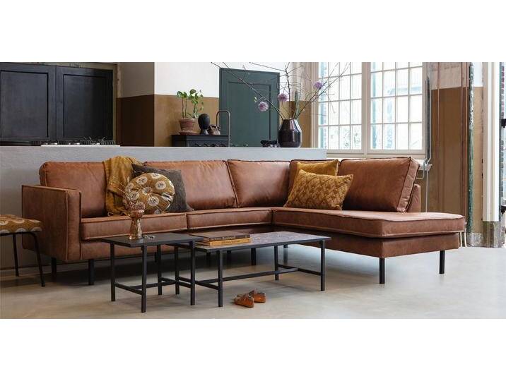 Maison ESTO Ecksofa MODEO Sofa mit Recamiere Eckcouch Chaiselongue-Sofa Leder cognac, Recamiere rechts von OTTO