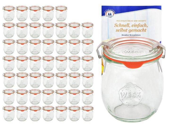 MamboCat Einmachglas 48er Set Weck Gläser 220ml Tulpengläser Glasdeckel Einkochring Klammer, Glas von OTTO