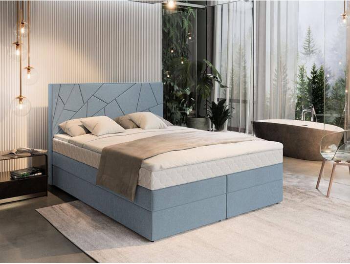Masseno Boxbett TRANI 140x200 cm mit Bonell Matratze und Topper, blau, INARI 72 von OTTO