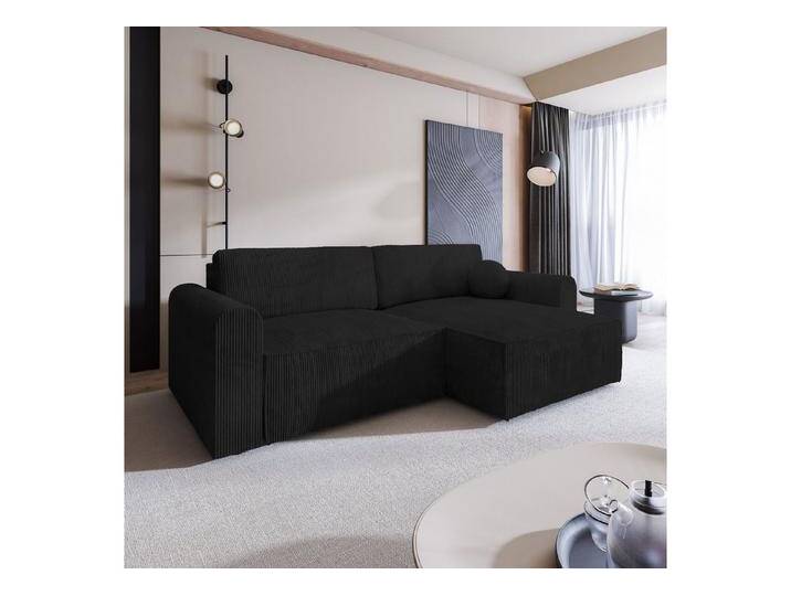 Masseno Ecksofa FIANO mit Schlaffunktion L-Form, Sofa mit Bettkasten, schwarz, Lieferung Wohnung, POSO 135 von OTTO