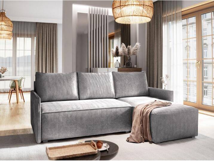 Masseno Ecksofa PERUSI mit Schlaffunktion L-Form, Sofa mit Bettkasten, grau, Lieferung Bordsteinkante, POSO 55 von OTTO