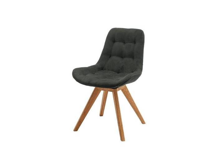Massivart® Polsterstuhl Esszimmer / anthrazit / BELFAST / Steppnähte, Standbeine in geölter Wildeiche / Sitz- Rückenfläche mit Absteppungen, grau von OTTO