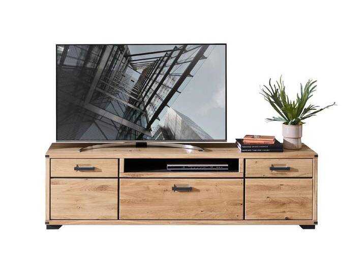 Massivart® TV-Board CATANIA 190 cm / Massivholz Wildeiche geölt / Lowboard, 2 Türen / 2 Einlegeböden / 1 Schublade / 1 offenes Fach / Soft-Close von OTTO