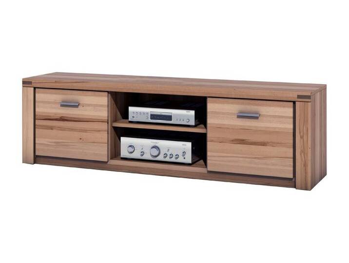 Massivart® TV-Board FREYJA 170 cm / Massivholz Kernbuche geölt, Lowboard / 2 Holztüren / 2 offene Fächer / 2 Einlegeböden, beige von OTTO