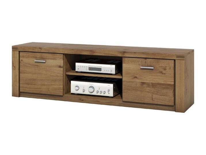 Massivart® TV-Board FREYJA 170 cm / Massivholz Wildeiche geölt, Lowboard / 2 Holztüren / 2 offene Fächer / 2 Einlegeböden, beige von OTTO