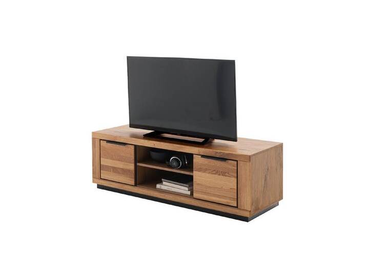 Massivart® TV-Board GRENO 163 cm / Massivholz Wildeiche geölt / Lowboard, 2 Türen / 2 offene Fächer / Metallgriffe, beige von OTTO