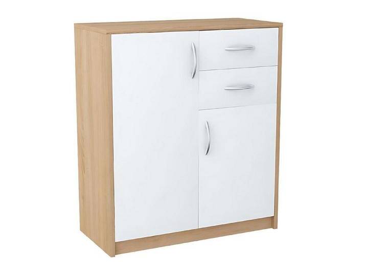 Mein-Regal Highboard STEN, Natur/Weiß Kommode Schrank mit 2 Türen 1 Einlegeboden 2 Schubladen von OTTO
