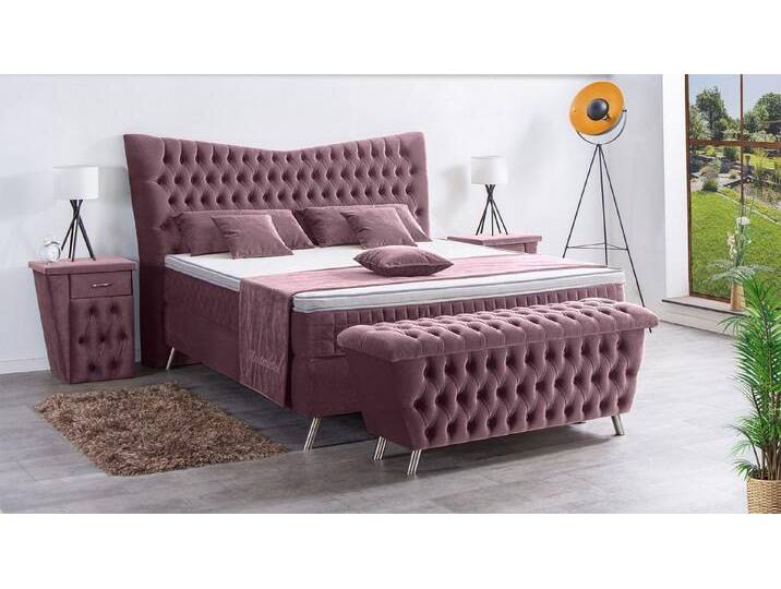 Meisterbetten Boxspringbett Juve (7-Zonen Taschenfederkernmatratzen, Ergoflex), Inklusive kostenloser Lieferung und Aufbau, lila, VS-Flieder von OTTO