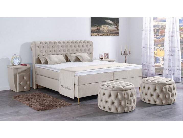 Meisterbetten Boxspringbett Lisa (7-Zonen Taschenfederkernmatratzen, Ergoflex), Inklusive kostenloser Lieferung und Aufbau, beige, natur von OTTO