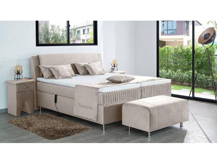 Meisterbetten Boxspringbett Mari (mit Motor, 7-Zonen Taschenfederkernmatratzen, Ergoflex), Inklusive kostenloser Lieferung und Aufbau, beige, natur von OTTO