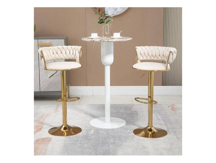 Merax Barhocker (2 St., gepolstert mit Rücklehne), höhenverstellbar & 360° drehbar, Barstühle 2er Set, beige von OTTO