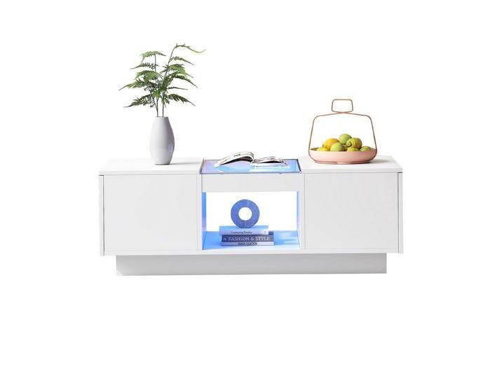 Merax Couchtisch inkl. APP mit 2 Schubladen, Beistelltisch mit Glasplatte, Wohnzimmertisch mit LED, Kaffeetisch, weiß, Spannplatte , Spannplatte/Glas Merax Couchtisch inkl. APP mit 2 Schubladen, Beistelltisch mit Glasplatte, Wohnzimmertisch mit LED, Kaffeetisch, weiß, Spannplatte , Spannplatte/Glas von OTTO