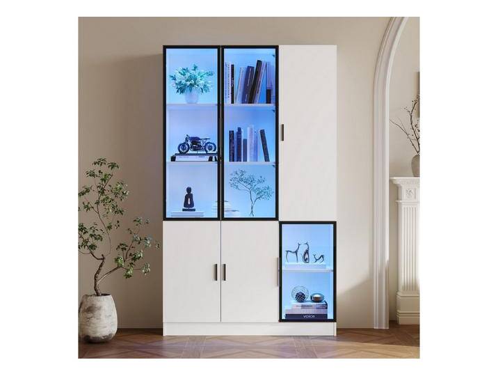 Merax Glasvitrine mit LED und Aluminiumrahmen (120*35*200 cm, 1-St., Vitrinenschrank) Vitrine mit 6 Türen & viel Stauraum von OTTO