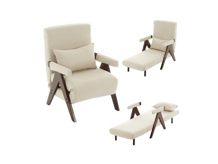 Merax Loungesessel 3-in-1 Klappbarer Umbausessel mit Schlaffunktion (6-fach verstellbare Rückenlehne, 1-St., Polstersessel Einzelsessel Einzelbett), Schlafsessel mit verstellbarer Rückenlehne & Massivholzfüße, Leinen von OTTO