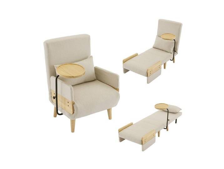 Merax Loungesessel 3-in-1 Schlafsessel Umbausessel mit Schlaffunktion & Klappfunktion (1-St., Klappsessel Sessel Einzelsessel, 6-fach verstellbar), Polstersessel inkl. Holztablett von OTTO