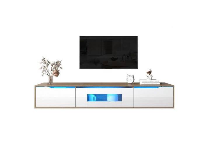 Merax Lowboard mit LED und Klapptüren, freistehend/hängend, TV-Board Landhausstil,TV-Schrank,Fernsehtisch,Breite:180cm, weiß von OTTO