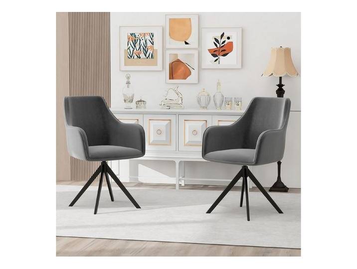 Merax Polsterstuhl, drehbar Esszimmerstuhl mit Armlehnen verstellbaren Fußstütze,Samtbezug, grau, Grau Merax Polsterstuhl, drehbar Esszimmerstuhl mit Armlehnen verstellbaren Fußstütze,Samtbezug, grau, Grau von OTTO