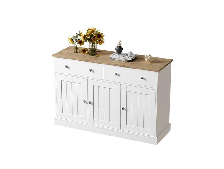 Merax Sideboard, mit 2 Schubladen und 3 Türen, Kommode Landhaus, Buffet, Anrichte, weiß von OTTO