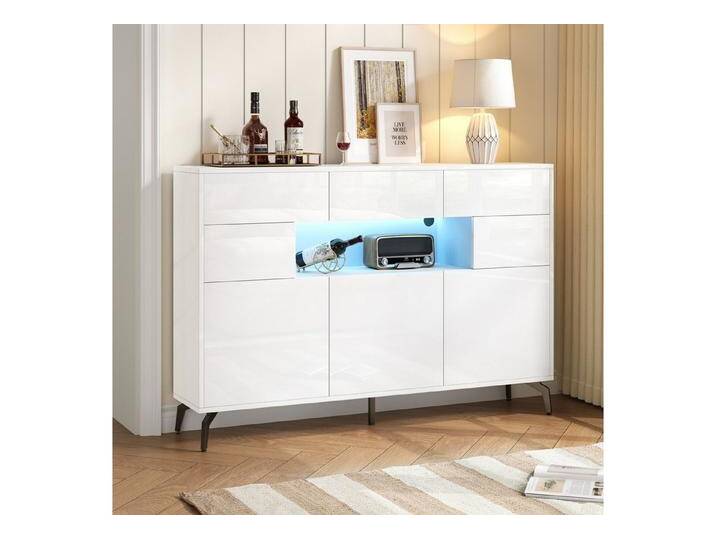 Merax Sideboard Hochglanz Buffetschrank mit LED-Beleuchtung (modernes Design für Wohnzimmer, 1 St., 140×30×94 cm) von OTTO