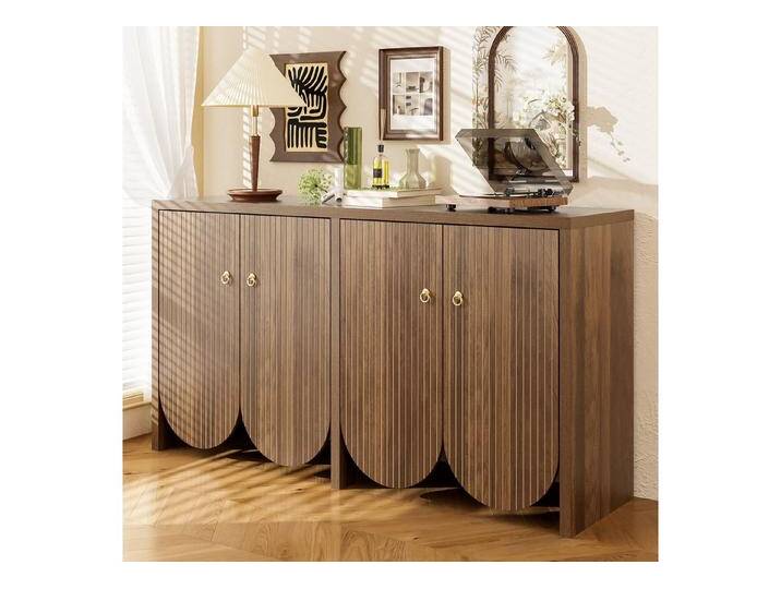 Merax Sideboard in Walnussoptik (Aufbewahrungsschrank Anrichte Buffetschrank, 1 St., Vielseitig & stilvoll für Wohnzimmer, Esszimmer oder Flur), Kommode mit 4 Türen von OTTO