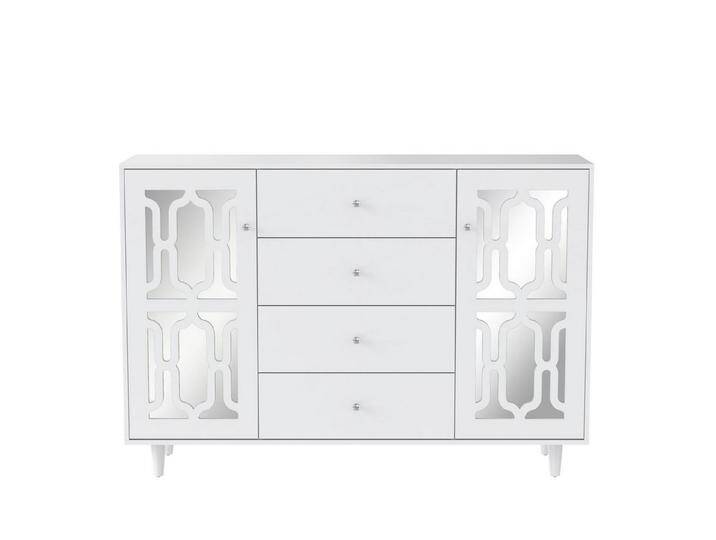 Merax Sideboard mit Spiegelelementen und geometrischem Trellis-Muster, Kommode mit vier Schubladen und Spiegelfront,Anrichte,Breite:148cm von OTTO