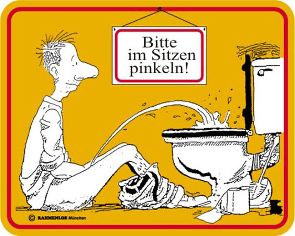 Metallschild Bad Sprüche - Fun-Schilder - Bitte im Sitzen Pinkeln gelb von OTTO
