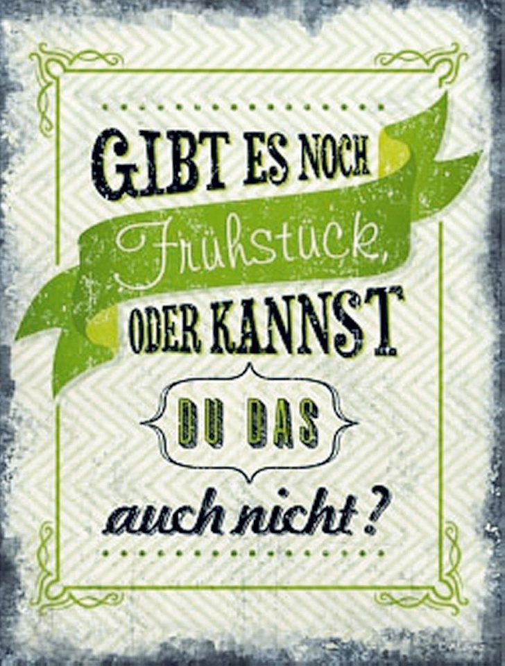 Metallschild Belladecora 4X Schild Spruch Frühstück aus Metall, B26 x T35 cm von OTTO