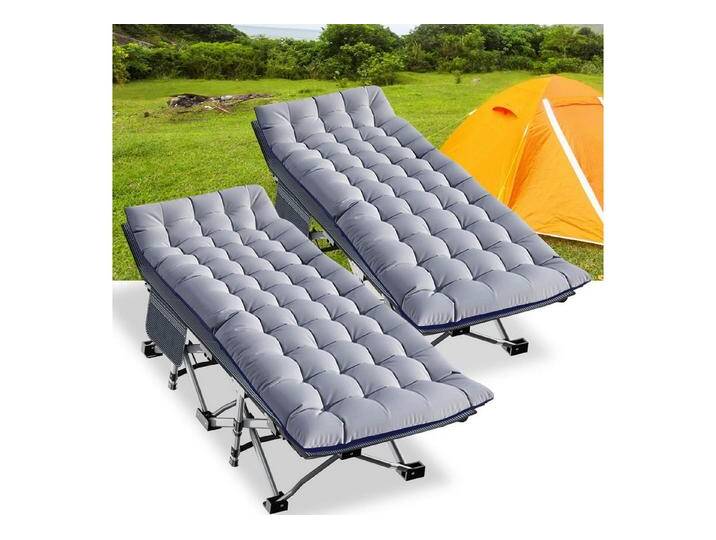 Meulbaty Klappbett 190x71x36cm klappbar Feldbett, Stahlrahmen + Oxford-Stoff Liegefläche (2-St) Leicht Relax Liege für Balkon, Garten, grau, 2 St. von OTTO