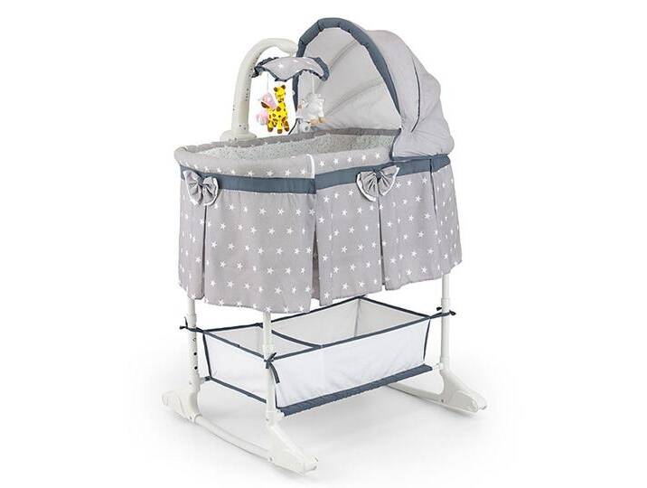 Milly Mally Stubenbett Wiege mit Fernbedienung Stubenwagen Vibrationen Schaukelbett, Beistellbett, blau, sterne von OTTO
