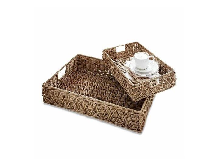 Mirabeau Tablett Tablett 2er Set Cordillera braun, Rattan, Gestell: Eisen, braun von OTTO