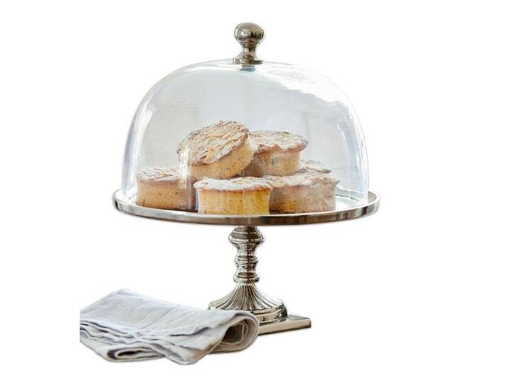 Mirabeau Vorratsdose Glasglocke mit Platte Mine silber/klar, Abdeckung: Glas, Fuß: Aluminium, silberfarben von OTTO