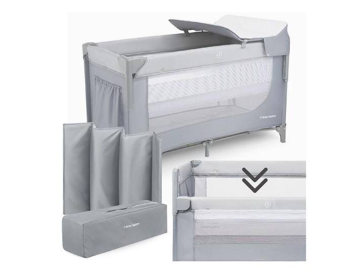 Moby-System Reisebett tragbares Reisebett für Babys - Mit Wickeltisch und Matratze, grau von OTTO