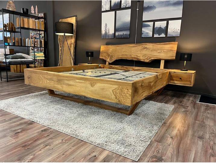 Möbel Specht Massivholzbett Fiete (Eiche massiv geölt, bis 300x220cm Liegefläche), Holzkufen / Kopfteil mit natürlicher Baumkante von OTTO
