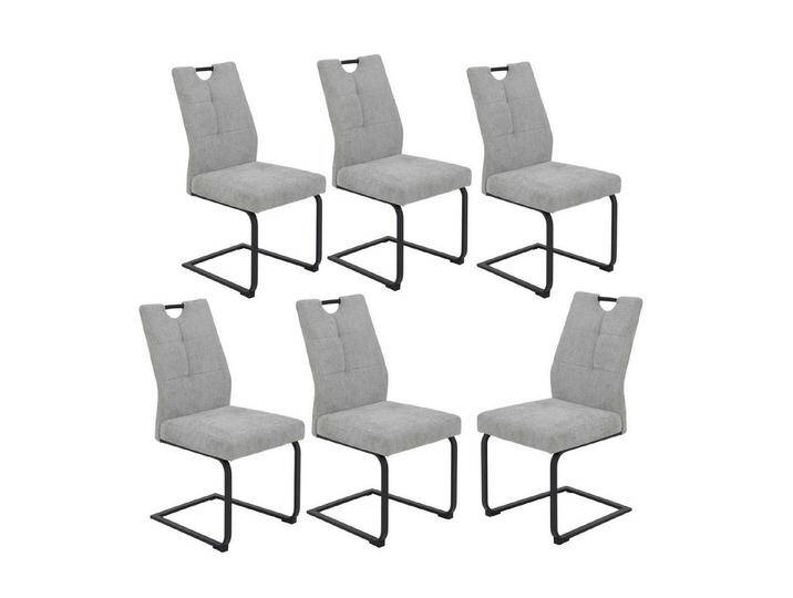 Möbel Stellbrink Freischwinger 6er Set XL Schwingstuhl Malea - Webstoff Grau (6 St), grau, 6 St. von OTTO