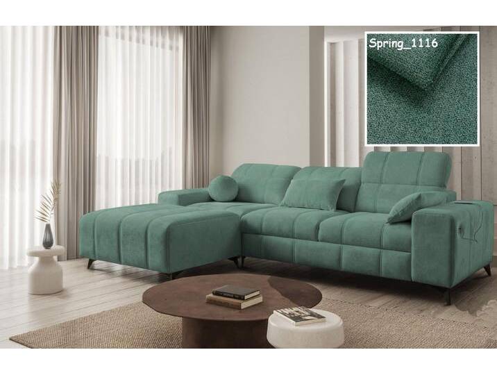 Möbel für Dich Ecksofa Dafne 1 Ecksofa oder Dreisitzer mit Hocker, frei kombinierbar, mit USB, Bettfunktion, Bettkasten und drei verstellbaren Kopfstützen, grün von OTTO