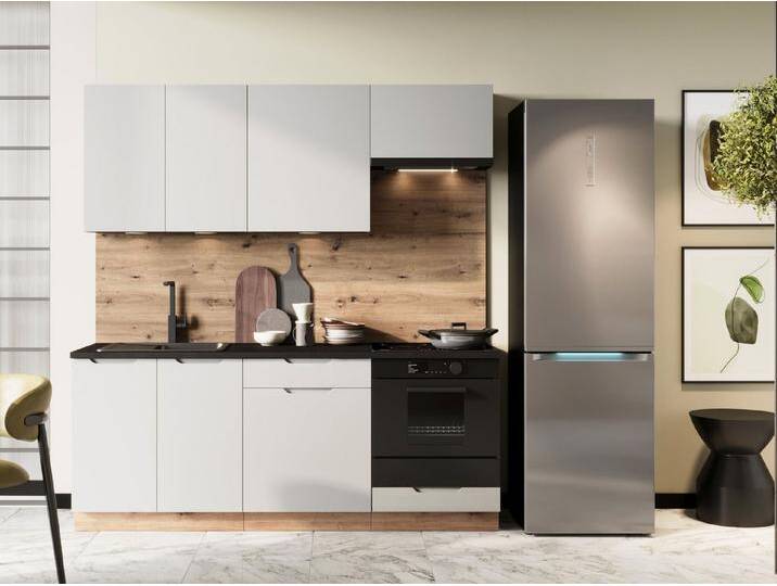 Möbel für Dich Küchenzeile Moderne grifflose Einbauküche ISABEL 200 cm 6-teilig, grifflos, grau, Front: Hellgrau Möbel für Dich Küchenzeile Moderne grifflose Einbauküche ISABEL 200 cm 6-teilig, grifflos, grau, Front: Hellgrau von OTTO