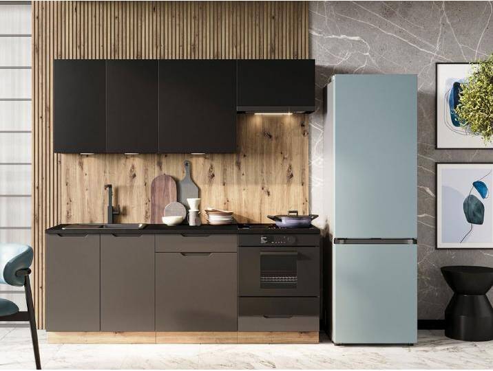 Möbel für Dich Küchenzeile Moderne grifflose Einbauküche ISABEL 200 cm 6-teilig, grifflos, grau schwarz, Front: Moccagrau/Schwarz Möbel für Dich Küchenzeile Moderne grifflose Einbauküche ISABEL 200 cm 6-teilig, grifflos, grau schwarz, Front: Moccagrau/Schwarz von OTTO