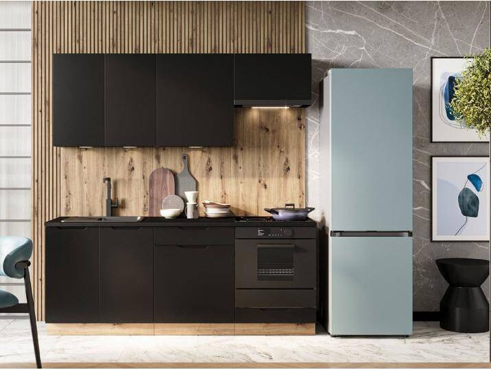 Möbel für Dich Küchenzeile Moderne grifflose Einbauküche ISABEL 200 cm 6-teilig, grifflos, schwarz, Front: Schwarz von OTTO